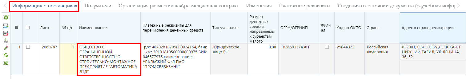 Рисунок 21. Информация о поставщиках