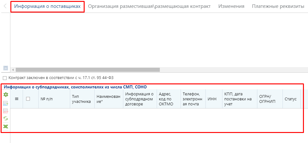 Рисунок 24. Информация о субподрядчиках, соисполнителях из числа СМП, СОНО