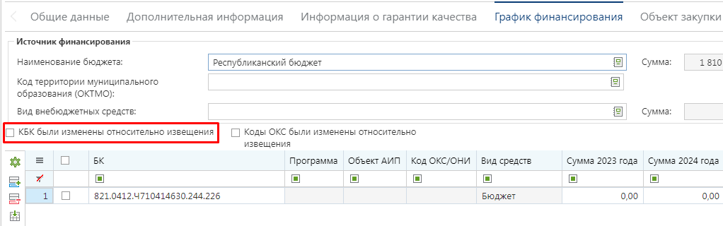 Рисунок 1. КБК изменены